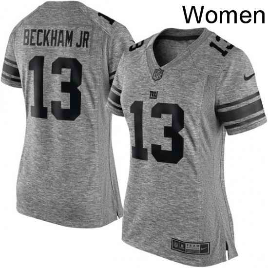 Womens Nike New York Giants 13 Odell Beckham Jr Limited Gray Gridiron NFL Jersey